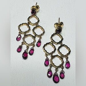 Rhodolite Garnet sterling silver gold plated earrings